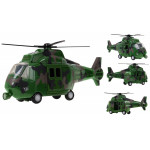 Vojenský vrtuľník so zvukovými a svetelnými efektami zelený